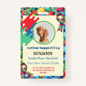 Autisme Steun Hond ID Kind of Volwassene Badge (Voorkant)