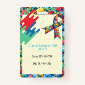 Autisme Steun Hond ID Kind of Volwassene Badge (Achterkant)