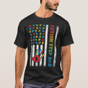 Autisme stiefvader Amerikaanse vlag Autisme bewust T-shirt