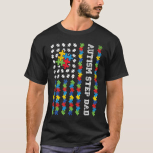 Autisme Stiefvader Amerikaanse Vlag Autisme Bewust T-shirt