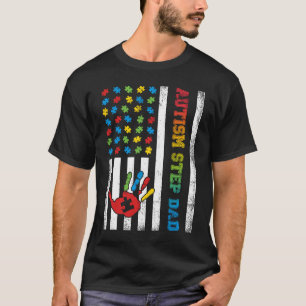 Autisme Stiefvader Amerikaanse Vlag Autisme Bewust T-shirt