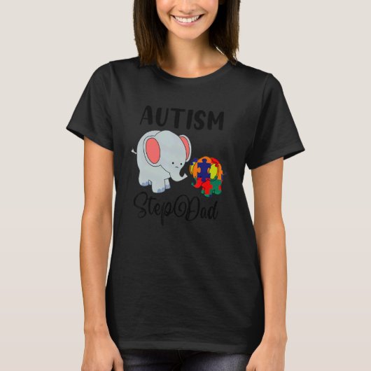 Autisme stiefvader Cute Olifant Puzzelstuk Autisme T-shirt (Voorkant)