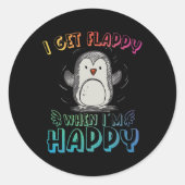 Autisme stimulerende pinguïn ik krijg flappy als i ronde sticker (Voorkant)