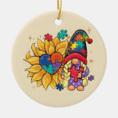 Autisme Sunflower Gnome Keramisch Ornament (Voorkant)