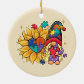 Autisme Sunflower Gnome Keramisch Ornament (Achterkant)