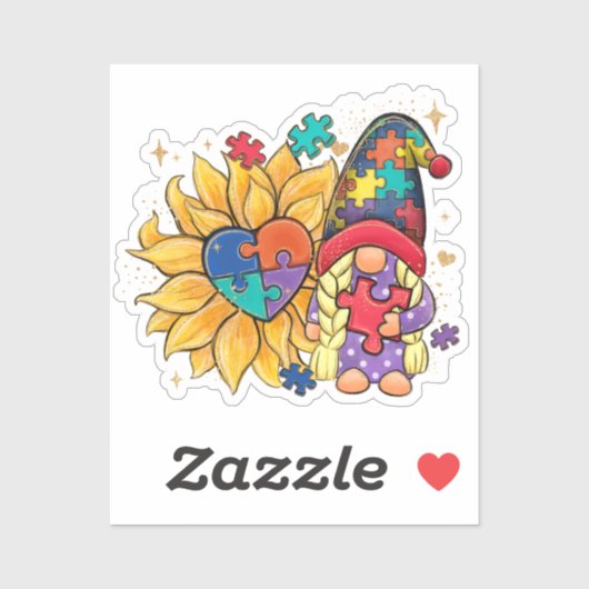 Autisme Sunflower Gnome Sticker (Vel)