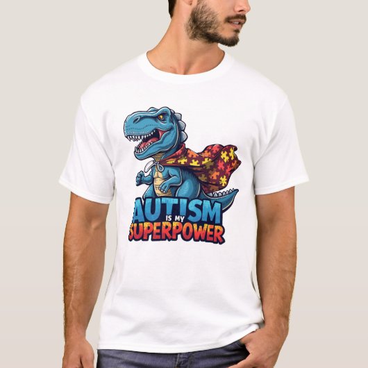 Autisme T-Rex Superpower Bewustzijn T-shirt (Voorkant)