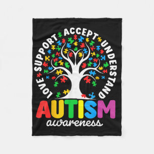 Autisme T-shirt Liefde Aanvaard Steun Autistisch A Fleece Deken