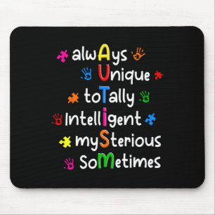 Autisme T-Shirts Altijd Uniek Totally Intelligent Muismat