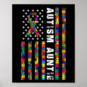 Autisme tante Amerikaanse vlag Autisme Awareness G Poster