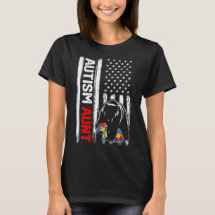  autisme tante Beer Amerikaanse vlag T-shirt