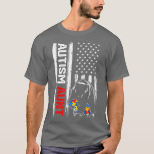 autisme tante Beer Amerikaanse vlag T-shirt