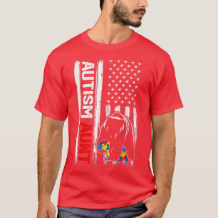 autisme tante Beer Amerikaanse vlag T-shirt