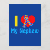 Autisme tante Ik hou van mijn Nephew blauw hart Briefkaart (Voorkant)