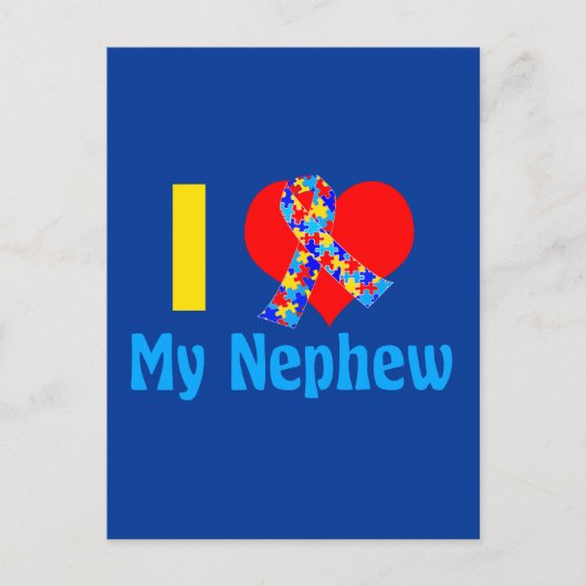 Autisme tante Ik hou van mijn Nephew blauw hart Briefkaart (Voorkant)
