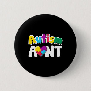 Autisme tante Puzzle Piecks Colors Gift Ronde Button 5,7 Cm