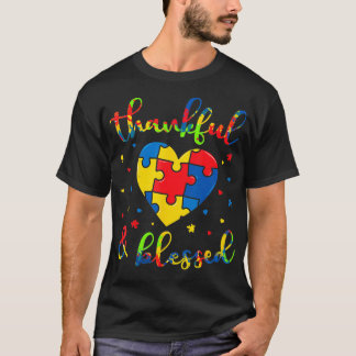 Autisme Thanksgiving Thankful Blessed Mam Pap Gift T-shirt