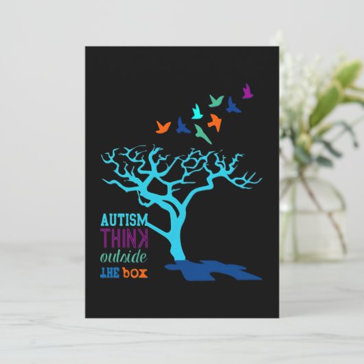 Autisme Think Outside Box Autism Awareness Ribbon Save The Date (Staand voorkant)