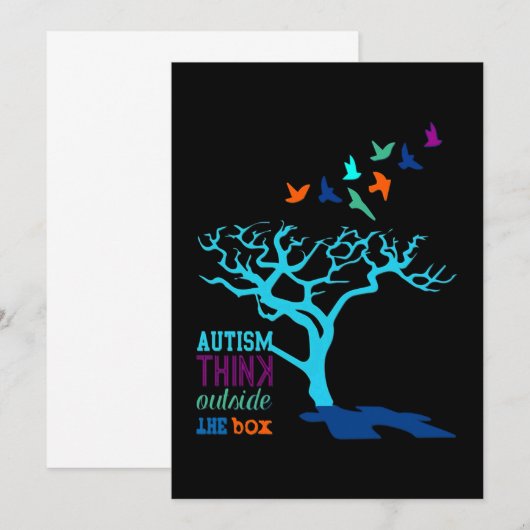 Autisme Think Outside Box Autism Awareness Ribbon Save The Date (Voorkant / Achterkant)