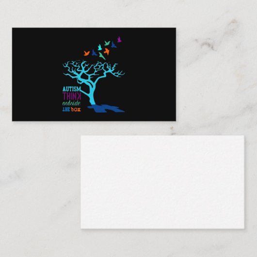 Autisme Think Outside Box Autism Awareness Ribbon  Visitekaartje (Voorkant / Achterkant)