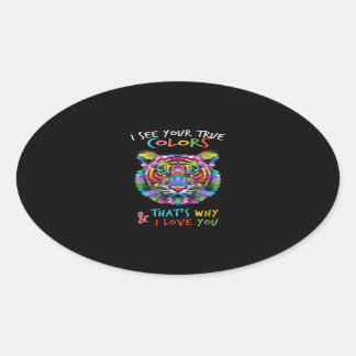 Autisme tijger ik zie je ware kleuren die dat zijn ovale sticker