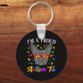 Autisme Tio Franse Bulldog hond Puzzel Gles Sleutelhanger (Voorkant)