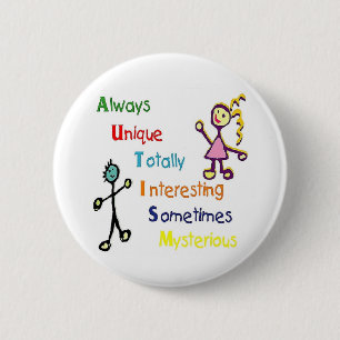 Autisme Traits Ronde Button 5,7 Cm