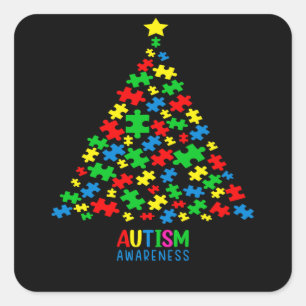 Autisme Tree-kerstliefdesautisme-cadeautjes Vierkante Sticker