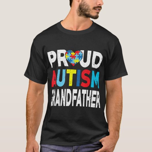 Autisme-trots autisme-opa Hart Autisme bewust T-shirt (Voorkant)