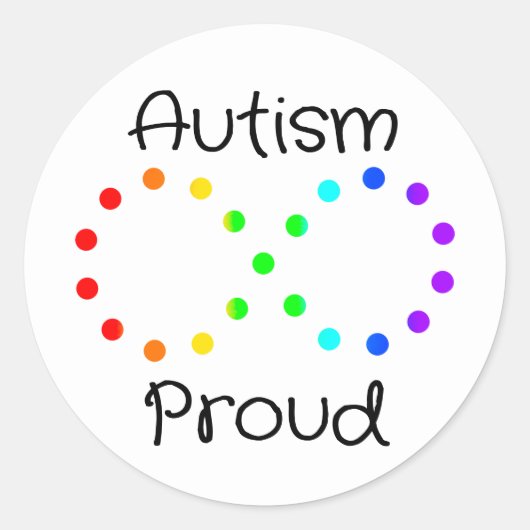 Autisme Trots Neurodiversity Acceptatie Regenboog Ronde Sticker (Voorkant)