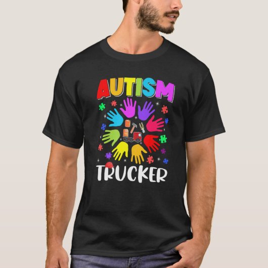 Autisme Trucker Puzzle Autism Awareness Autistic S T-shirt (Voorkant)
