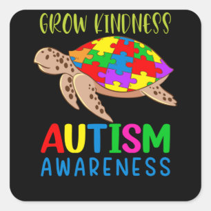 Autisme Turtle Love Autism Awareness Vierkante Sticker