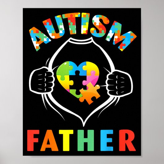 Autisme Vader Superheld Puzzel Hart Bewustzijn Sup Poster (Voorkant)