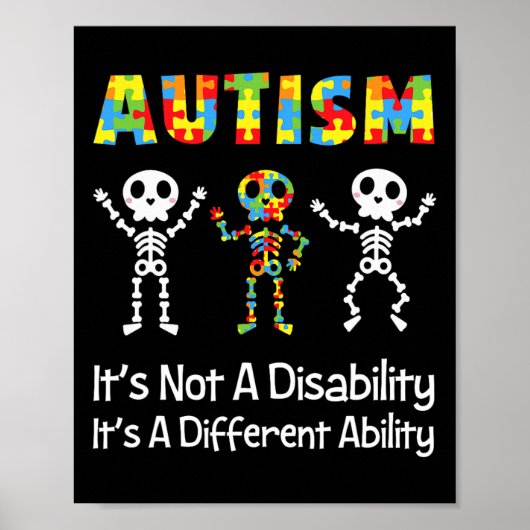 Autisme Verschillende Vermogen Schedel Skelet Neur Poster (Voorkant)