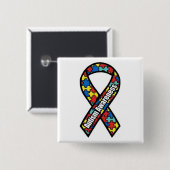 Autisme Vierkante Button 5,1 Cm (Voorkant /achterkant)
