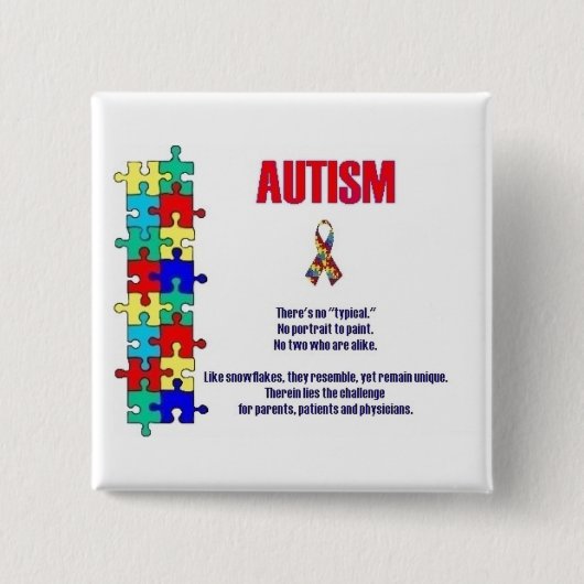 Autisme Vierkante Button 5,1 Cm (Voorkant)