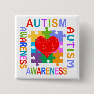 Autisme Vierkante Button 5,1 Cm