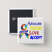 Autisme Vierkante Button 5,1 Cm (Voorkant /achterkant)