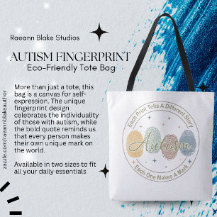 Autisme Vingerafdruk/Citaat Boodschappentas Tote Bag