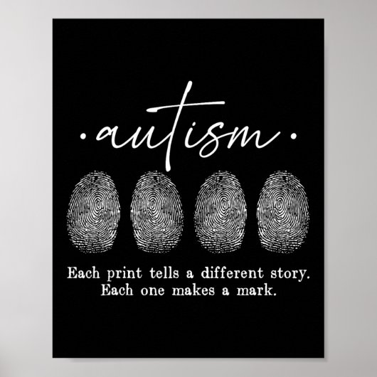 Autisme vingerafdruk elke afdruk vertelt een ander poster (Voorkant)