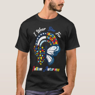 Autisme Vlinder Regenboog Ik Draag Blauw Voor Auti T-shirt