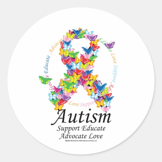 Autisme vlinderlint ronde sticker (Voorkant)