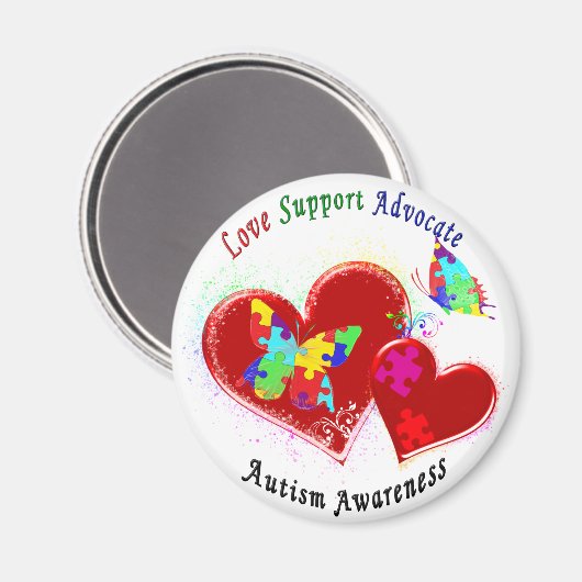 Autisme Vlinders in Hart Magneet (Voorkant / Achterkant)
