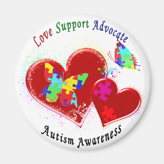 Autisme Vlinders in Hart Magneet (Voorkant)