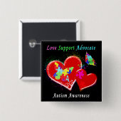 Autisme Vlinders in Hart Vierkante Button 5,1 Cm (Voorkant /achterkant)