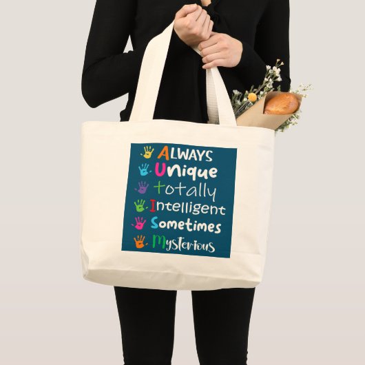 autisme - voorlichting autisme kinder mam grote tote bag (Voorkant (product))