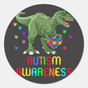 autisme voorlichting dinosaur ronde sticker