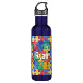 Autisme voorlichting puzzle waterfles waterfles  (Voorkant)