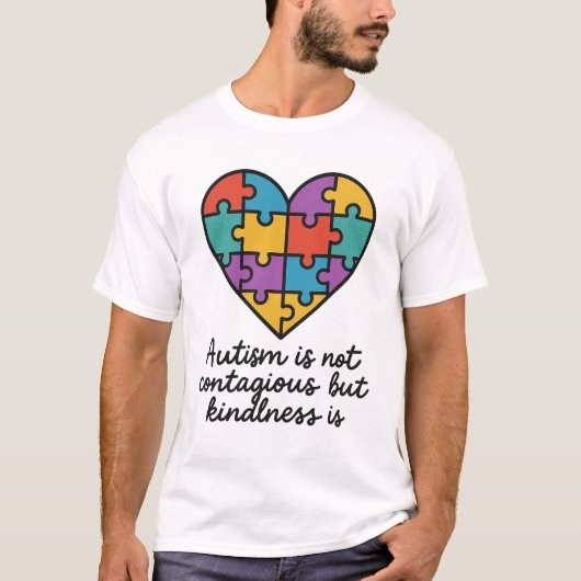 Autisme Vriendelijkheid Hart Puzzel Stuk Ontwerp T-shirt (Voorkant)