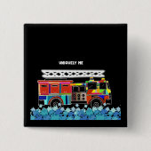 Autisme Vuurtruck puzzelstukjes Vierkante Button 5,1 Cm (Voorkant)